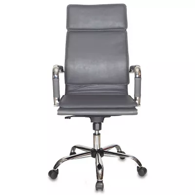 Кресло руководителя Бюрократ CH-993 серый экокожа крестов. металл хром