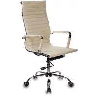 Кресло руководителя Бюрократ CH-883 слоновая кость экокожа крестов. металл хром