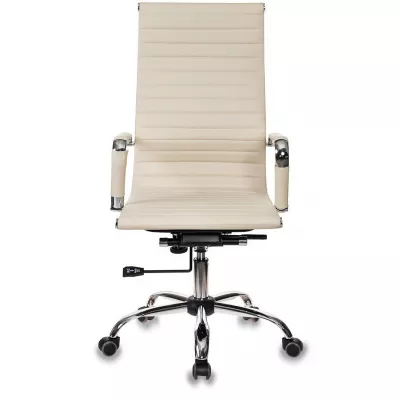 Кресло руководителя Бюрократ CH-883 слоновая кость экокожа крестов. металл хром