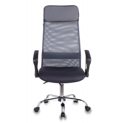 Кресло руководителя Бюрократ KB-6N темно-серый TW-04 TW-12 сетка/ткань с подголов. крестов. металл хром