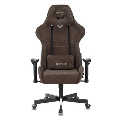 Кресло игровое Zombie VIKING KNIGHT Fabric темно-коричневый Light-10 с подголов. крестов. металл