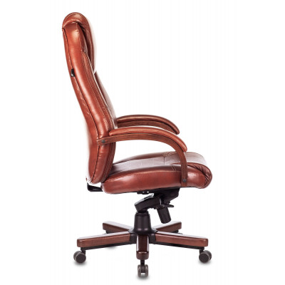 Кресло руководителя Бюрократ T-9923WALNUT светло-коричневый Leather Eichel кожа крестов. металл/дерево