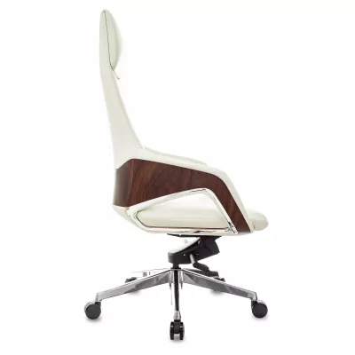 Кресло руководителя Бюрократ _DAO-2 белый кожа с подголов. крестов. алюминий