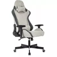 Кресло игровое Knight Regal Fabric светло-серый/серый искусственная замша крестов. металл