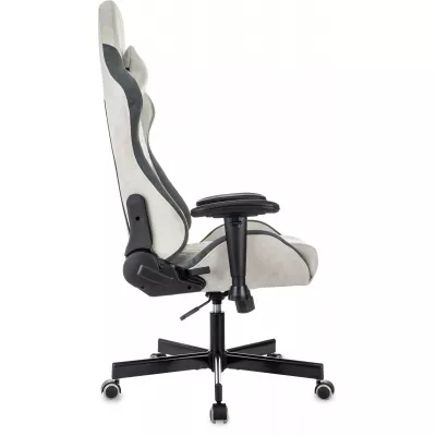 Кресло игровое Knight Regal Fabric светло-серый/серый искусственная замша крестов. металл