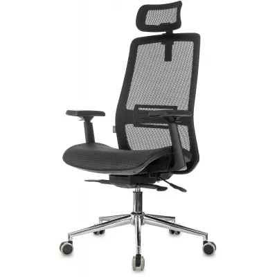 Кресло эргономичное Бюрократ MC-912-H черный сетка с подголов. крестов. металл хром