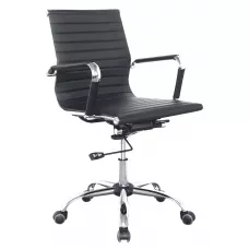 Кресло руководителя Бюрократ CH-883-LOW черный экокожа низк.спин. крестов. металл хром