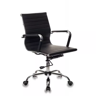 Кресло руководителя Бюрократ CH-883-LOW черный экокожа низк.спин. крестов. металл хром