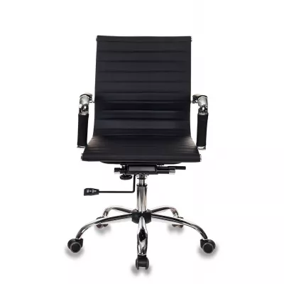 Кресло руководителя Бюрократ CH-883-LOW черный экокожа низк.спин. крестов. металл хром