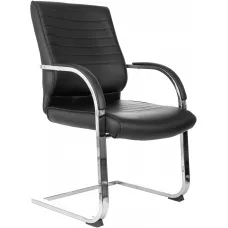 Кресло Бюрократ T-8010-Low-V черный экокожа низк.спин. полозья металл хром