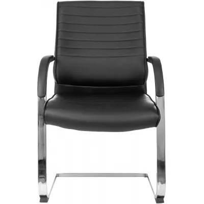 Кресло Бюрократ T-8010-Low-V черный экокожа низк.спин. полозья металл хром