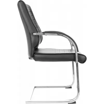 Кресло Бюрократ T-8010-Low-V черный экокожа низк.спин. полозья металл хром