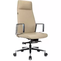 Кресло руководителя Бюрократ _JONS бежевый кожа крестов. алюминий