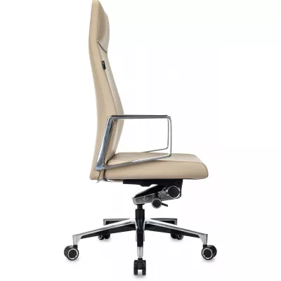 Кресло руководителя Бюрократ _JONS бежевый кожа крестов. алюминий