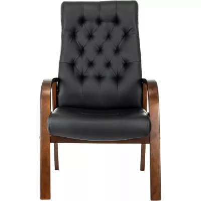 Кресло Бюрократ T-9928WALNUT-CF черный кожа на ножках дерево