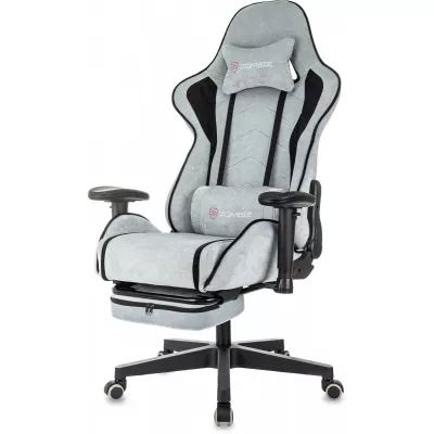 Кресло игровое Zombie Drift/F серо-голубой/черный крестов. пластик подст.для ног