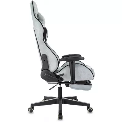 Кресло игровое Zombie Drift/F серо-голубой/черный крестов. пластик подст.для ног