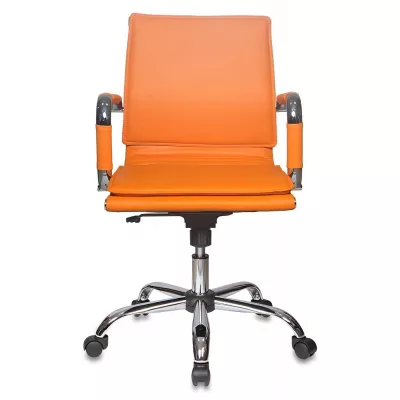 Кресло руководителя Бюрократ CH-993-Low оранжевый экокожа низк.спин. крестов. металл хром