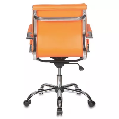 Кресло руководителя Бюрократ CH-993-Low оранжевый экокожа низк.спин. крестов. металл хром