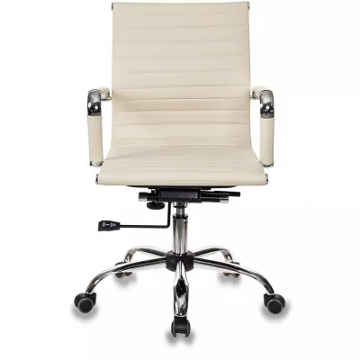 Кресло руководителя Бюрократ CH-883-LOW слоновая кость экокожа низк.спин. крестов. металл хром