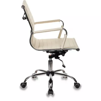 Кресло руководителя Бюрократ CH-883-LOW слоновая кость экокожа низк.спин. крестов. металл хром