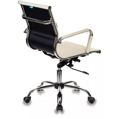 Кресло руководителя Бюрократ CH-883-LOW слоновая кость экокожа низк.спин. крестов. металл хром