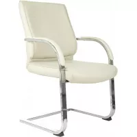 Кресло Бюрократ T-8010-LOW-V слоновая кость экокожа низк.спин. полозья металл хром