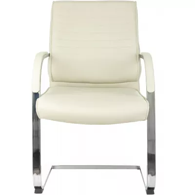 Кресло Бюрократ T-8010-LOW-V слоновая кость экокожа низк.спин. полозья металл хром