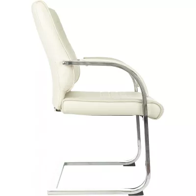 Кресло Бюрократ T-8010-LOW-V слоновая кость экокожа низк.спин. полозья металл хром