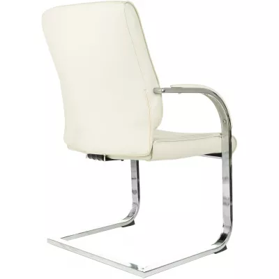 Кресло Бюрократ T-8010-LOW-V слоновая кость экокожа низк.спин. полозья металл хром