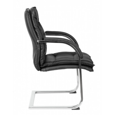 Кресло Бюрократ T-9927SL-LOW-V черный кожа низк.спин. полозья металл хром