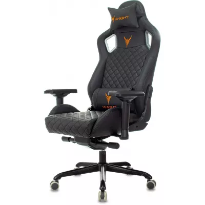 Кресло игровое Knight TITAN черный ромбик экокожа с подголов. крестов. металл