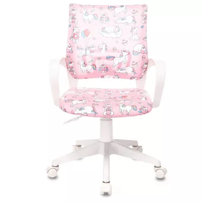 Кресло детское Бюрократ BUROKIDS 1 W розовый единороги крестов. пластик пластик белый