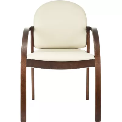 Стул Бюрократ Джуно светло-бежевый экокожа на ножках дерево