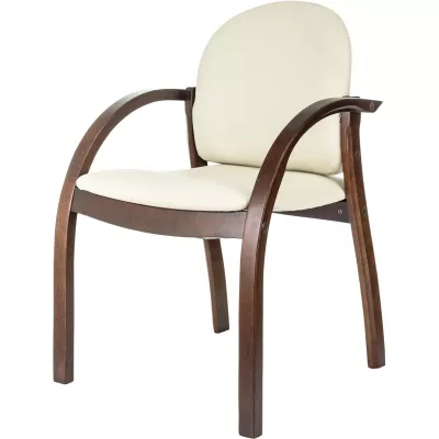 Стул Бюрократ Джуно светло-бежевый экокожа на ножках дерево