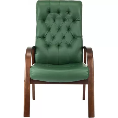 Кресло Бюрократ T-9928WALNUT-CF зеленый кожа на ножках дерево