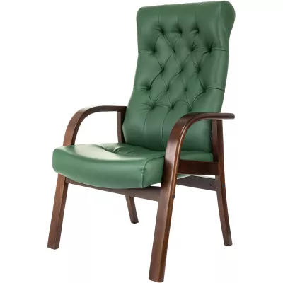 Кресло Бюрократ T-9928WALNUT-CF зеленый кожа на ножках дерево