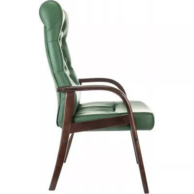 Кресло Бюрократ T-9928WALNUT-CF зеленый кожа на ножках дерево