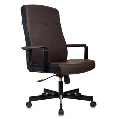 Кресло руководителя Бюрократ DOMINUS коричневый/черный экокожа крестов. металл