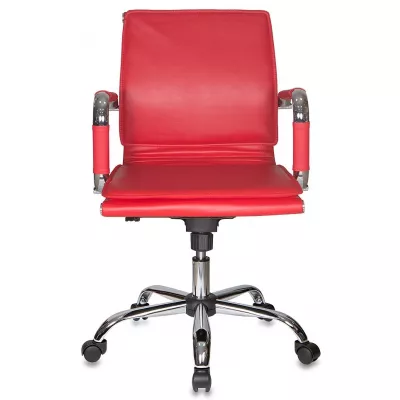Кресло руководителя Бюрократ Ch-993-Low красный экокожа низк.спин. крестов. металл хром