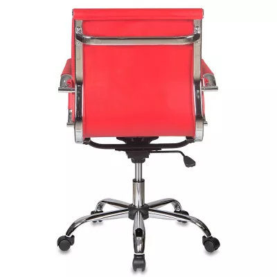 Кресло руководителя Бюрократ Ch-993-Low красный экокожа низк.спин. крестов. металл хром