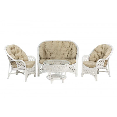 Комплект Черчилль с 2-местным диваном и круглым столом, подушки светлые