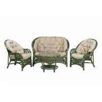 Комплект Черчилль с 2-местным диваном и круглым столом, подушки светлые