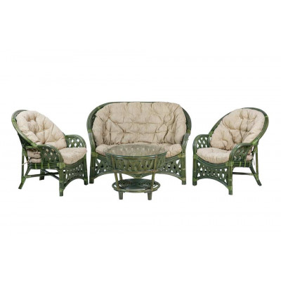 Комплект Черчилль с 2-местным диваном и круглым столом, подушки светлые