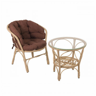 Багама Дуэт с коричневыми подушками (искусственный ротанг)