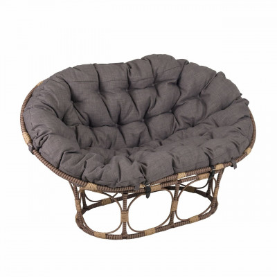 Диван Мамасан, искусственный ротанг, подушка серая