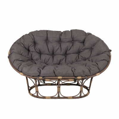 Диван Мамасан, искусственный ротанг, подушка серая