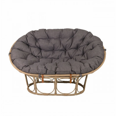 Диван Мамасан, искусственный ротанг, подушка серая