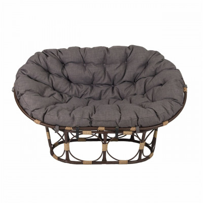 Диван Мамасан, искусственный ротанг, подушка серая