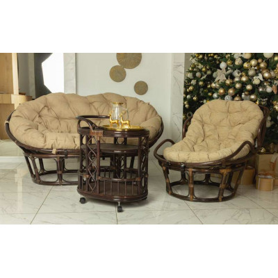 Диван из ротанга Мамасан, подушка светлая